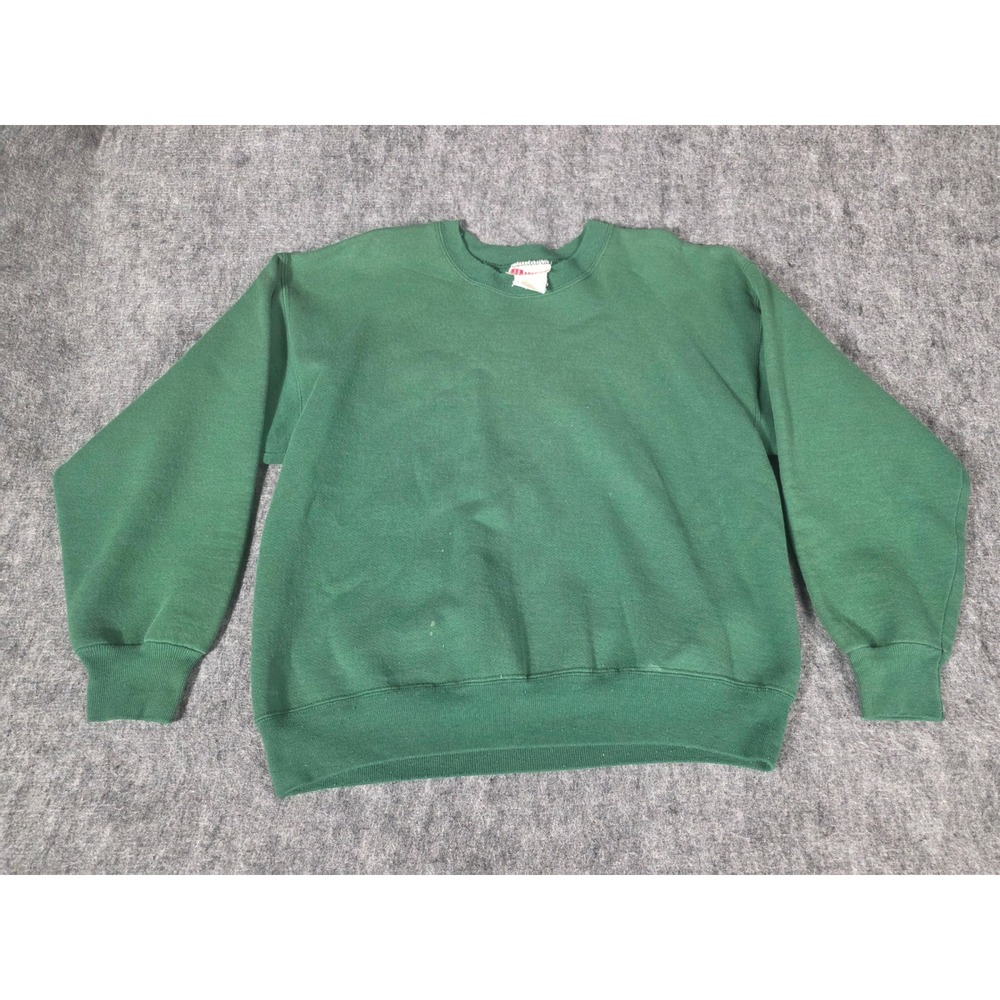 Vintage 90s Hanes Premium Weight Blank Crewneck Sweatshirt Forest Green Mens L